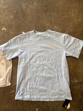 Chrome Hearts Baby Blue Short Sleeve Tee with Yellow Chest Script